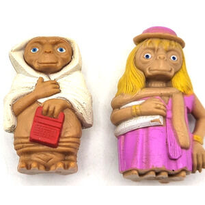 ET The Extra Terrestrial Universal Studios Set of 2 Mini Figs 2" Vtg 1982 LJN